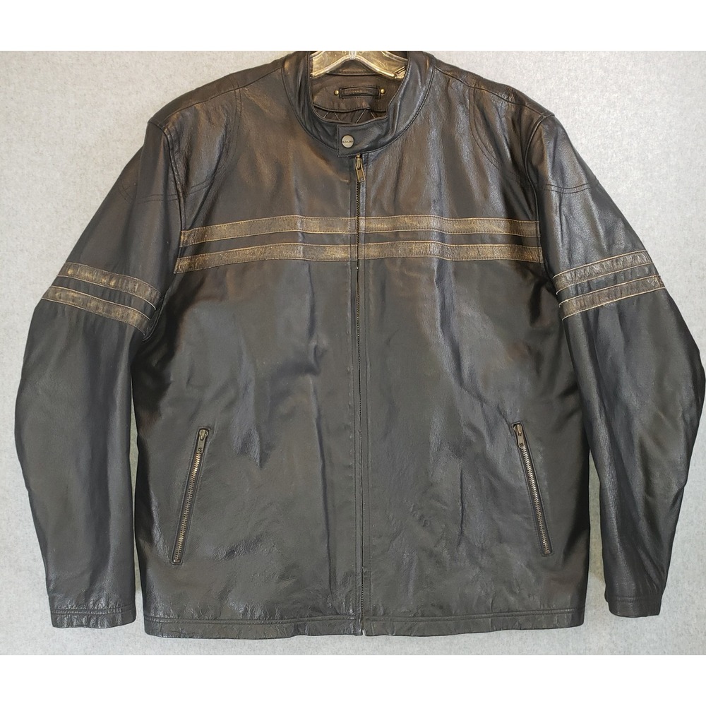 Wilsons Leather M. Julian Moto Leather Jacket Dragons on Back Black Sz XL Biker